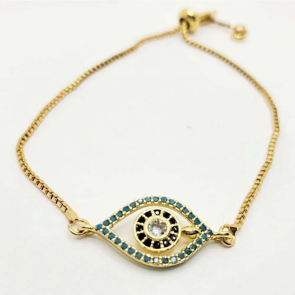 Hand Crafted Evil Eye Adjustable Slider Bracelet
